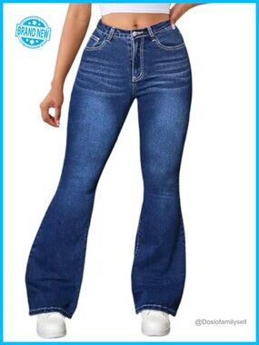 Women's Bell Bottom Jeans Stretchy High Waisted Flare Denim Pants